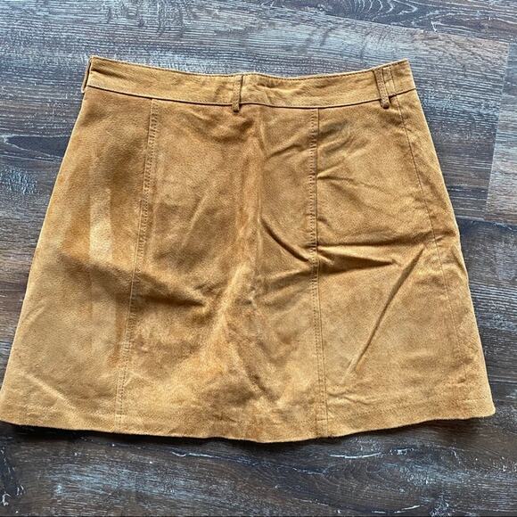Monki Tobacco Suede Button A-Line 70s Skirt Size 6 - Picture 12 of 13